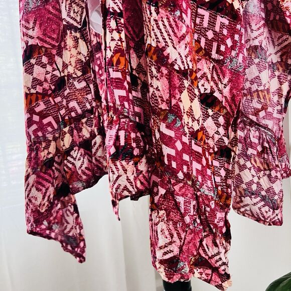 True Craft Colorful Floral Long Open Front Duster Wrap Aztec Southwestern OS - Picture 5 of 9